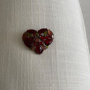 Elegant Heart-Shaped Red Brooch